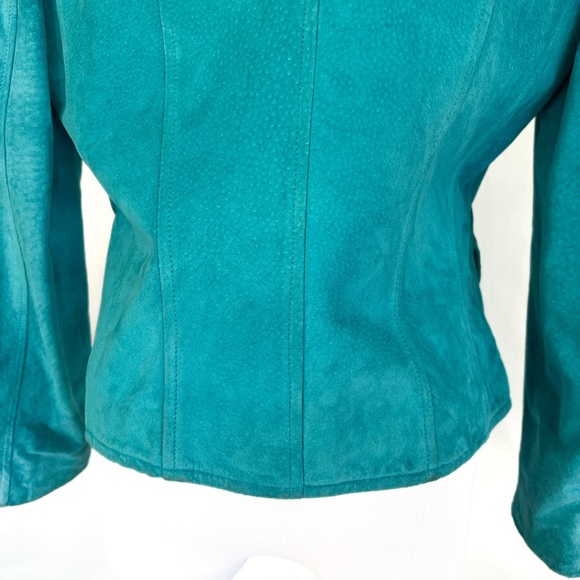 Vintage Burberry Turquoise Pig Suede Jacket UK 8 / US 6 - Picture 11 of 15